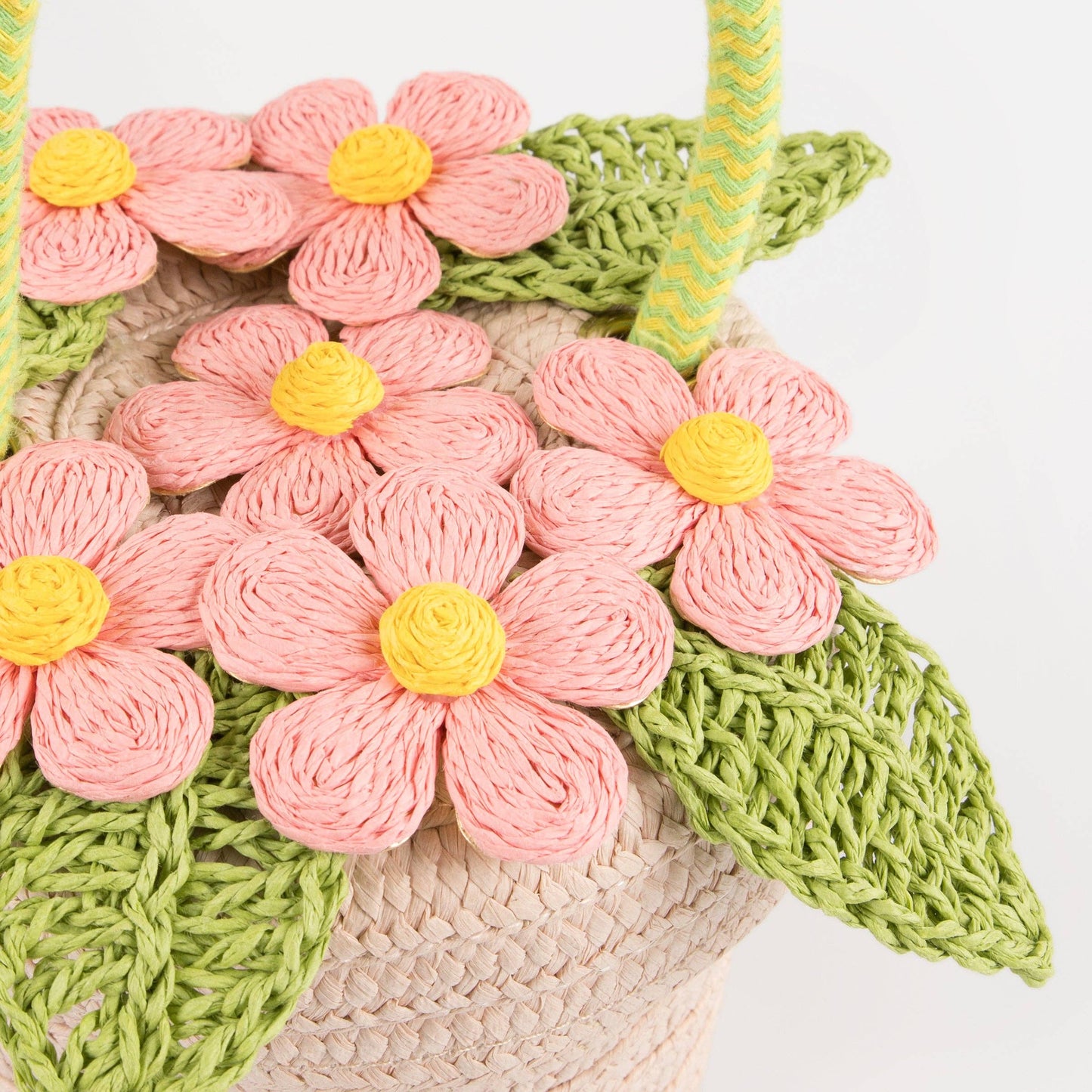 Pink Flower Pot Basket Bag