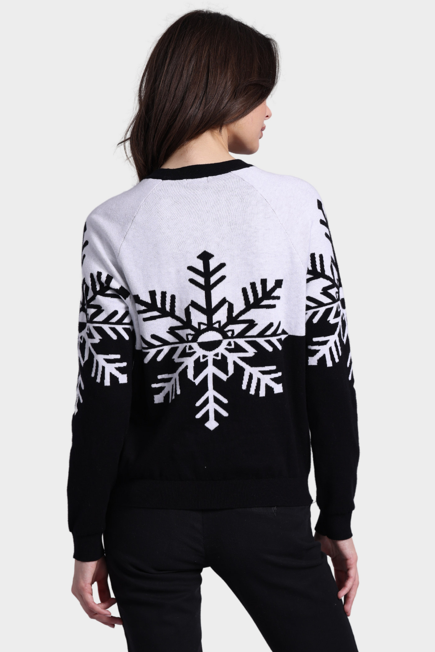 Cotton Cashmere Snowflake Sweater - Black/White Resersible