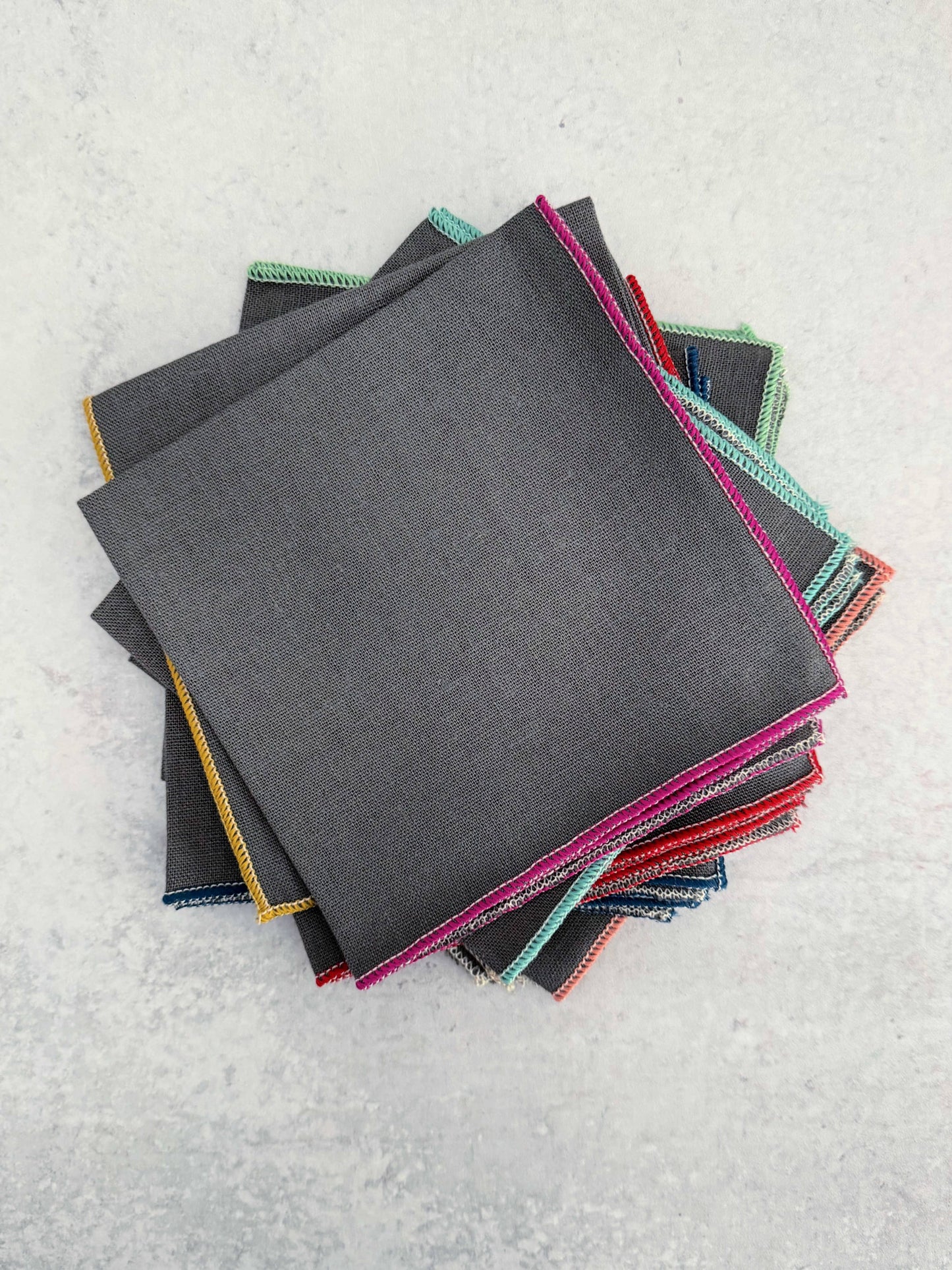 Set of 8 Grey Linen Blend Cloth Cocktail Napkins, 10"