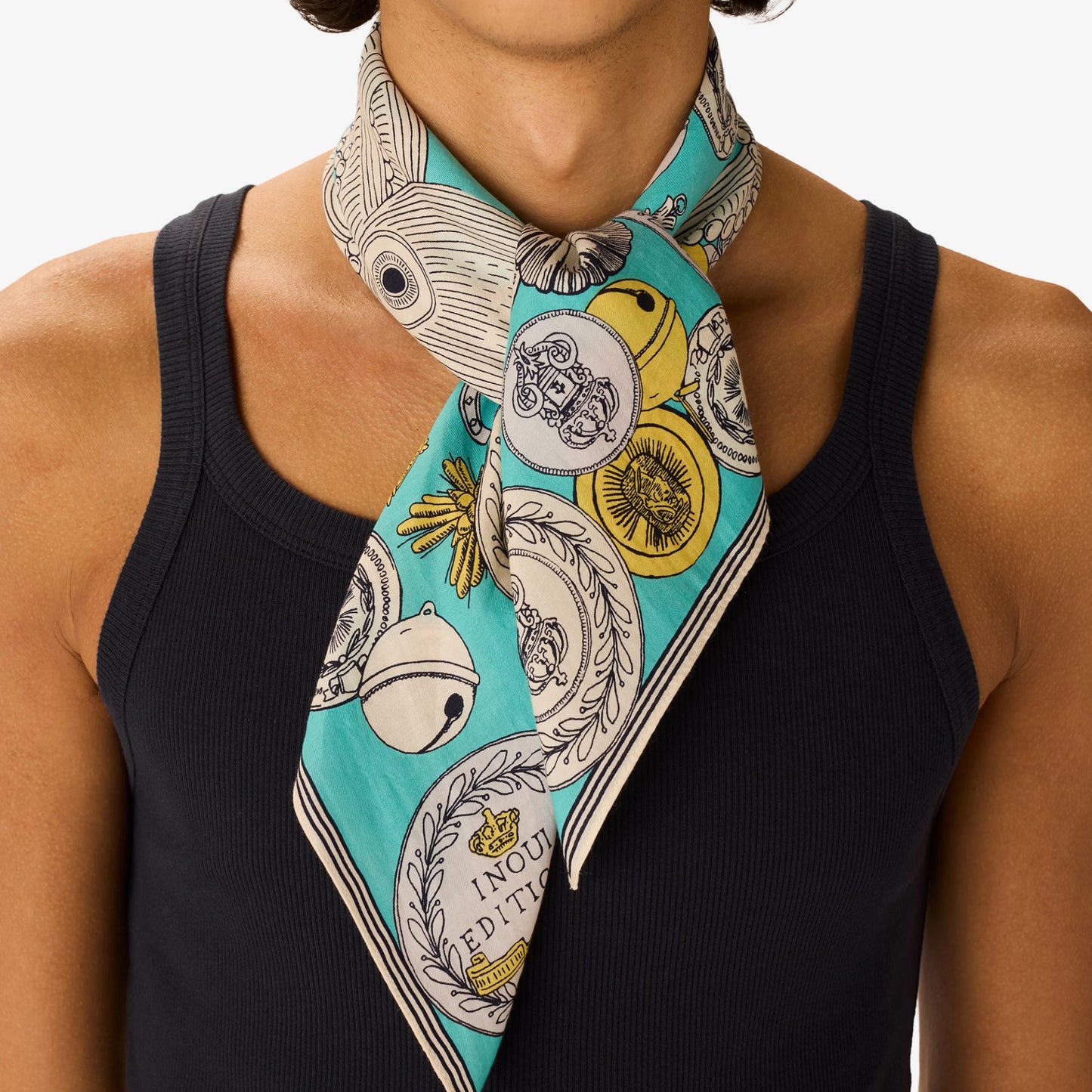 Square Scarf 65 - Octopus - Turquiose