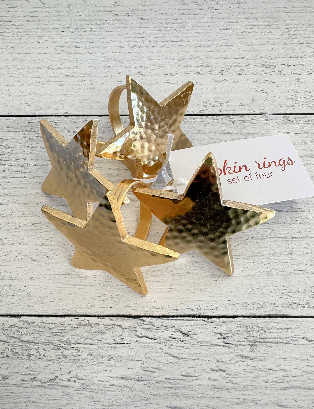 Gold Star Napkin Rings, Set of 4