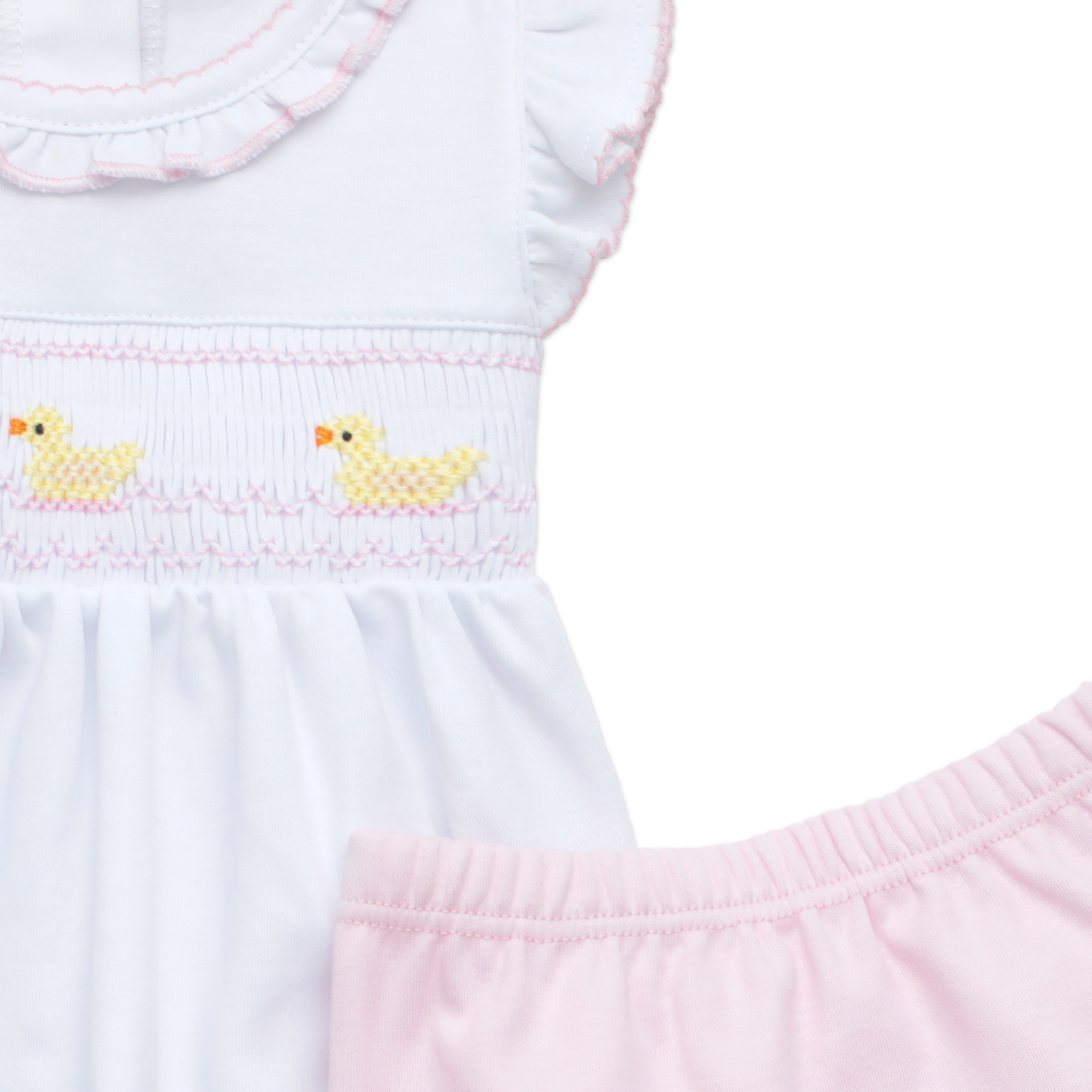 Little Ducklings Classics Smocked Ruffle Diaper Cover Set - Pink