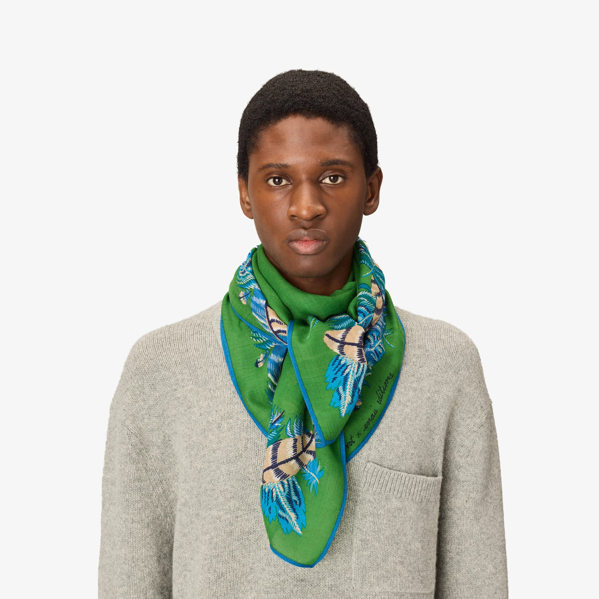 Square Scarf 100 - Plumes Green