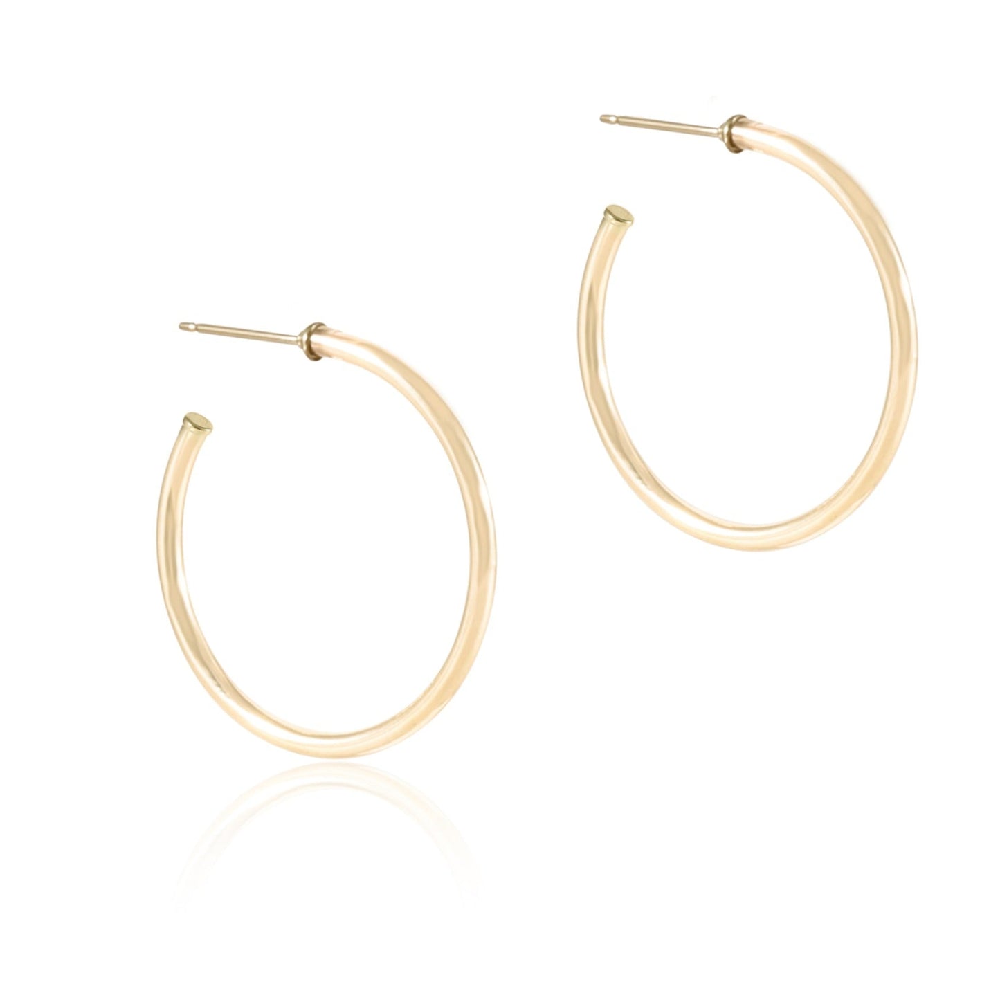 Round Gold 1.25" Post Hoop - 2mm Smooth