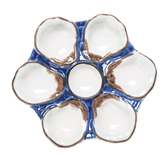 Oyster Plate, Ceramic Round - Navy