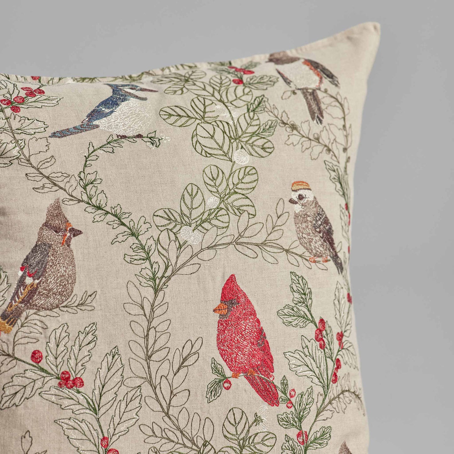 Winter Birds Pillow with Insert