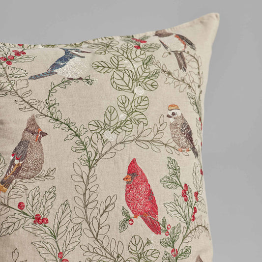Winter Birds Pillow with Insert