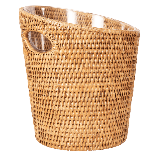 Small Rattan Champagne Bucket with Acrylic Insert - Honey Brown