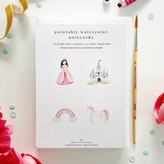 Set of 8 Paintable Notecards - Fairytale