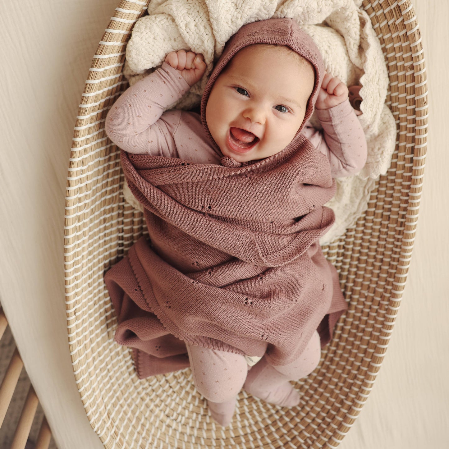 100% Organic Cotton Pointelle Swaddle Receiving Baby Blanket: Milk Chocolate