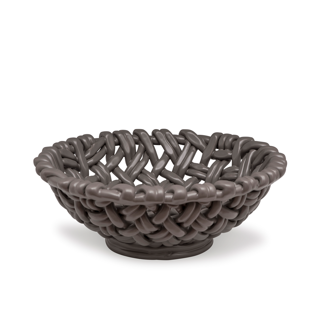 Round Woven Basket Charcoal