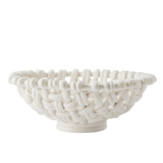 Round Woven Basket - Matte White