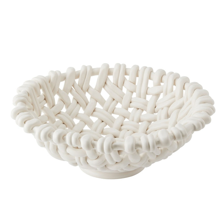 Round Woven Basket - Matte White