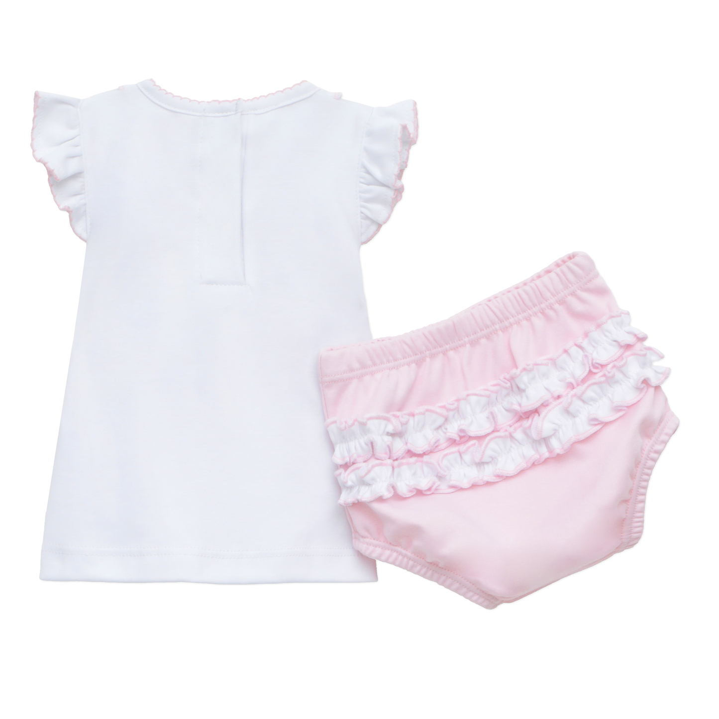 Little Ducklings Classics Smocked Ruffle Diaper Cover Set - Pink
