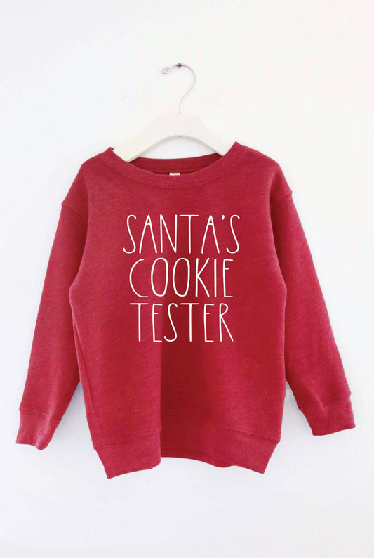 SANTA'S COOKIE TESTER Toddler Graphic Sweatshirt - Cranberry Heather