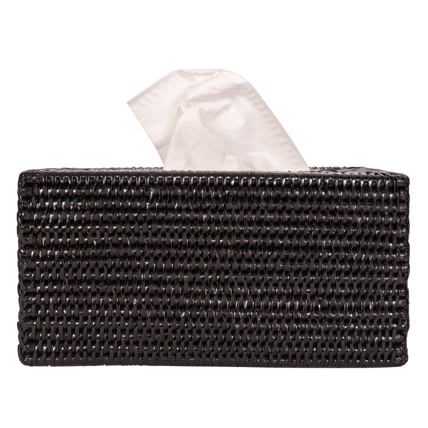 Rattan Rectangular Tissue Box Cover: Honey Brown