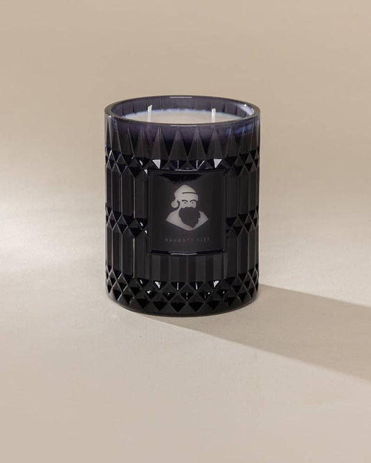 22oz Vintage Pattern Etched Coconut Soy Wax Candle - Naughty List