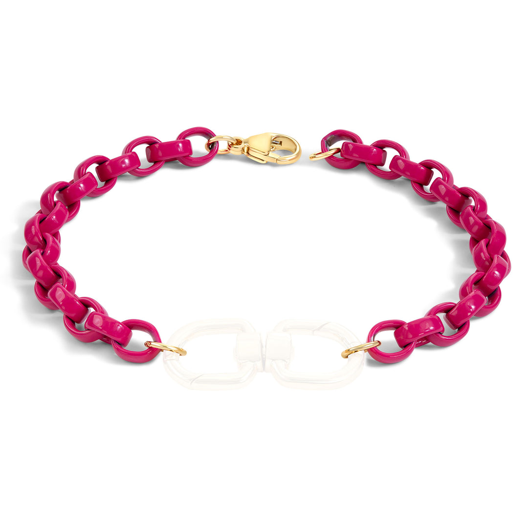 5.6mm Stainless Steel Rubellite Pink Chain Hinge Bracelet