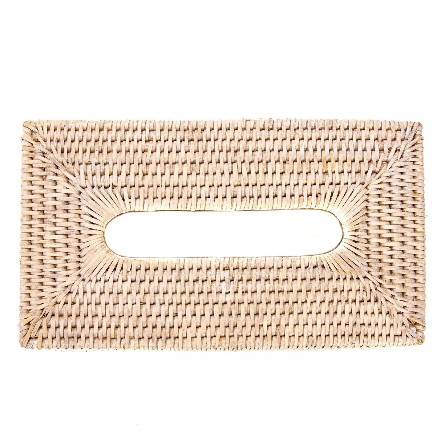 Rattan Rectangular Tissue Box Cover: Honey Brown