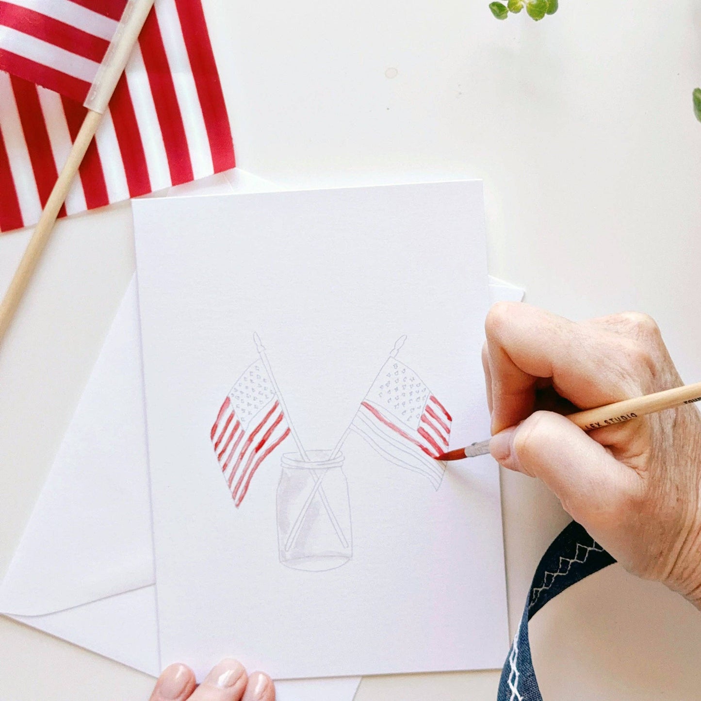 Set of 8 Paintable Notecards - Americana Paintable
