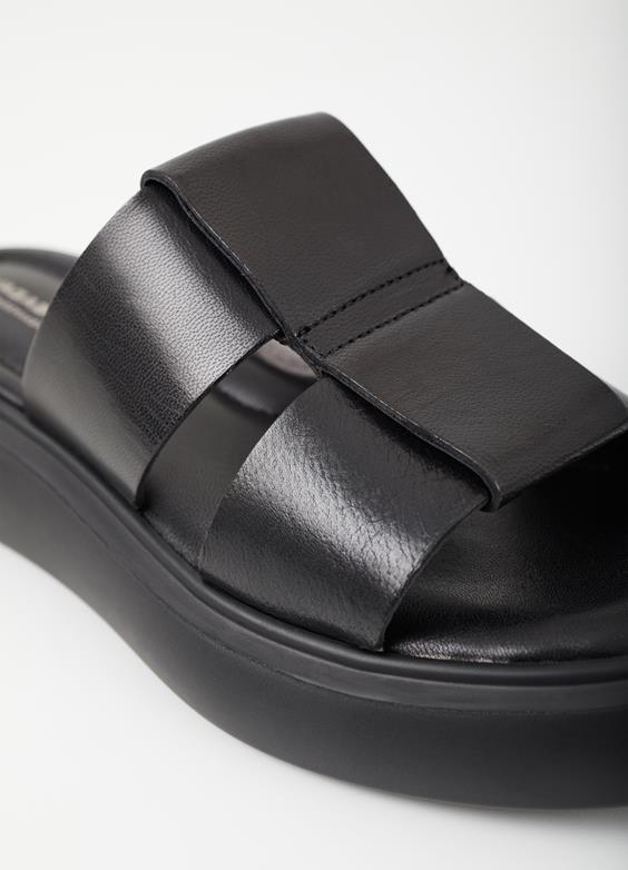 Blenda Slide in Black Leather