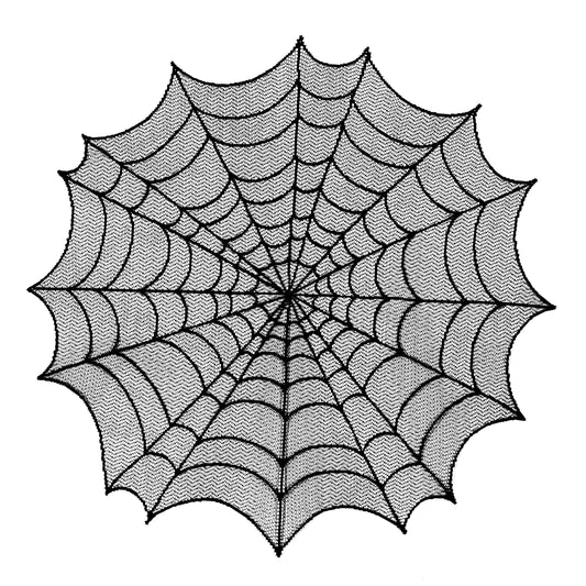30" Round Tablecloth - Halloween Spider Web - Black