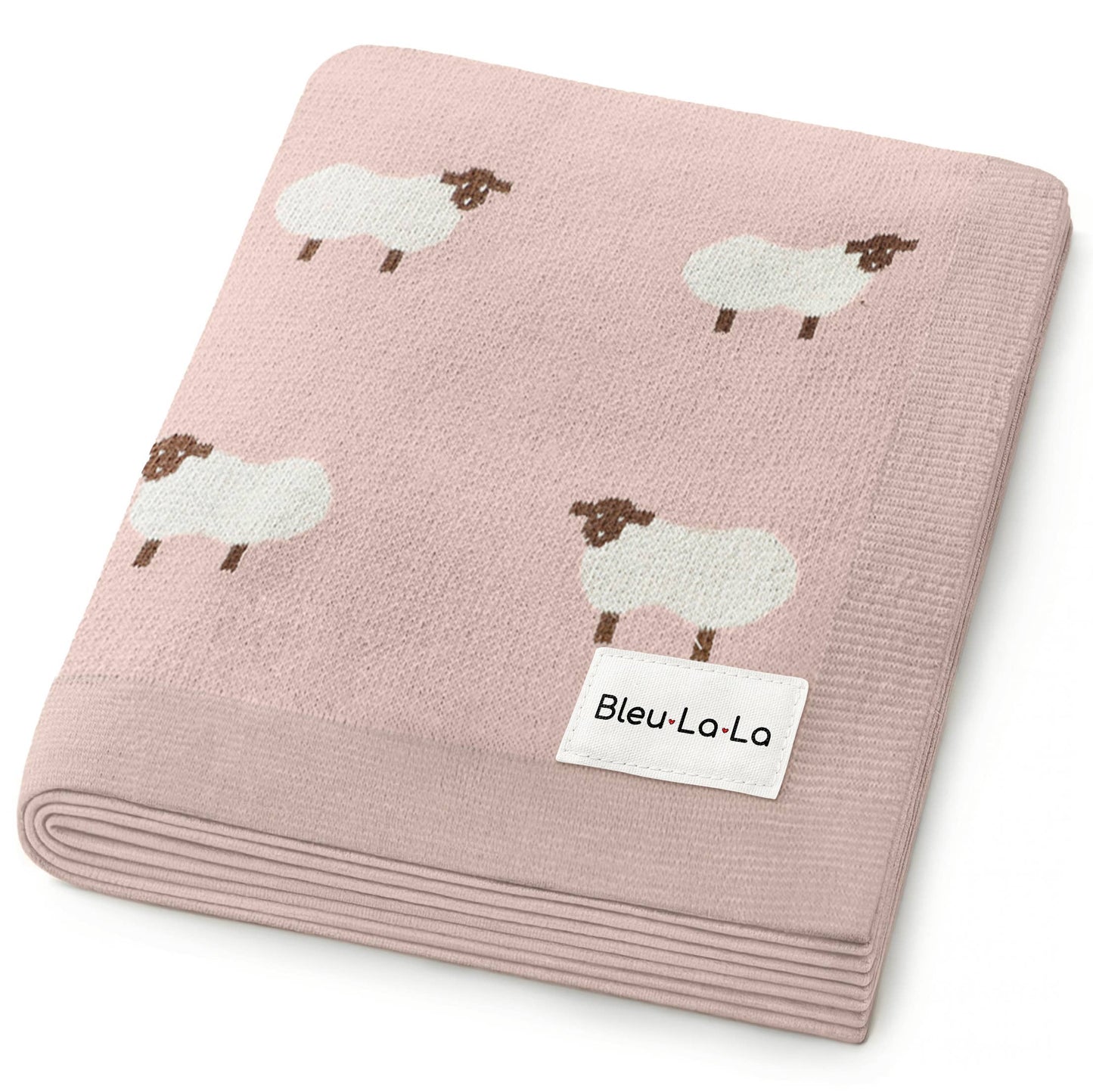 100% Luxury Cotton Receiving Swaddle Baby Blanket - Sheep: Pink