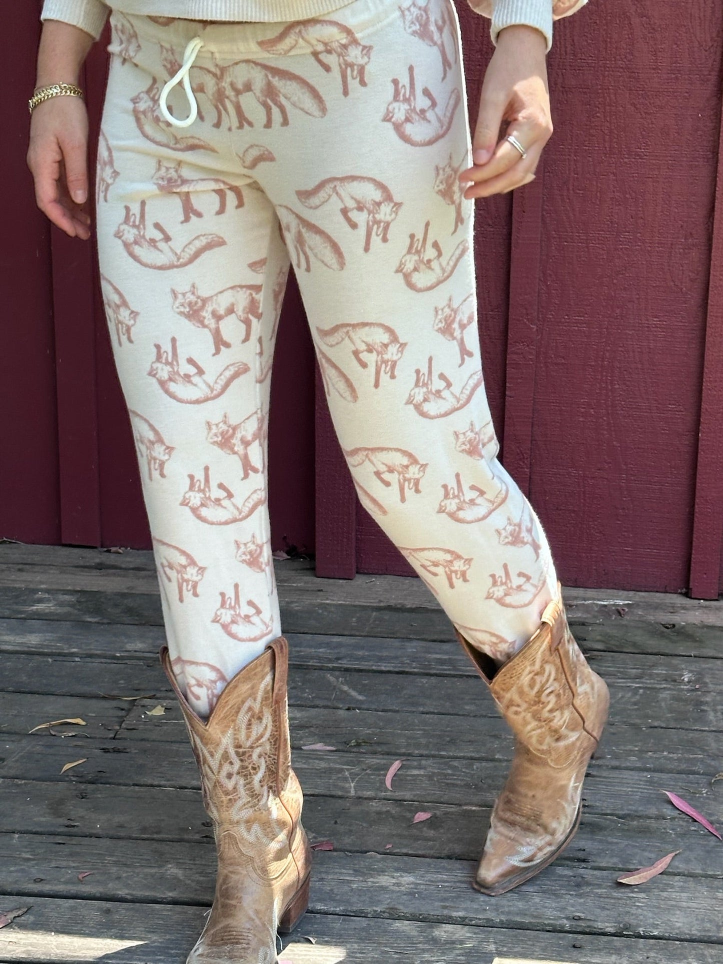 Cozy Pants - Foxes - Almond Milk