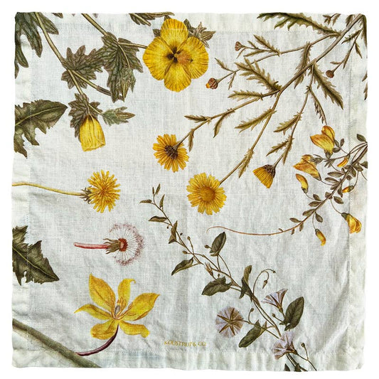 Flora Danica Yellow Linen Napkin