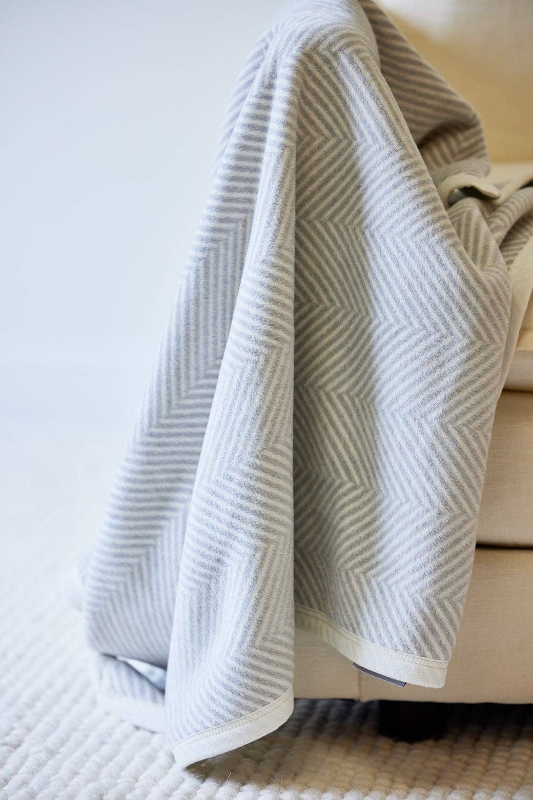 Harborview Herringbone Light Grey Blanket: Midi