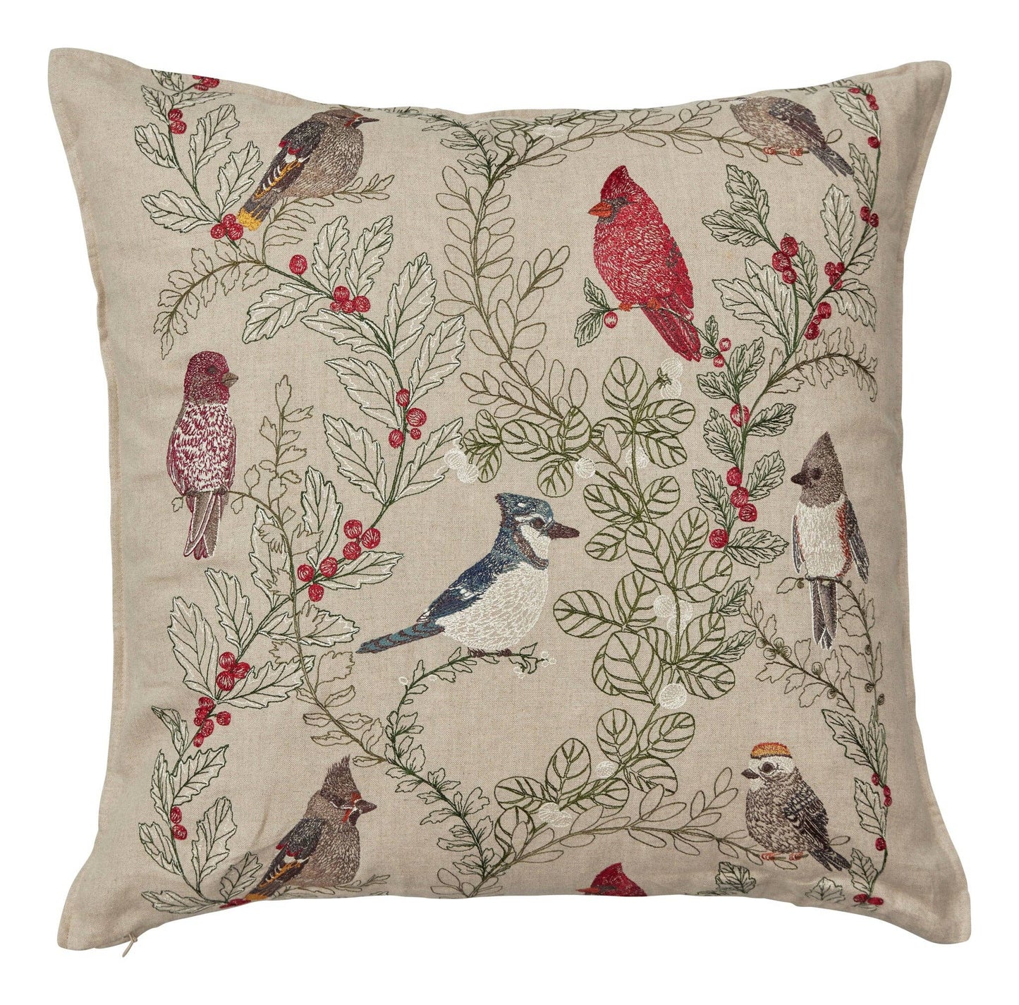 Winter Birds Pillow with Insert