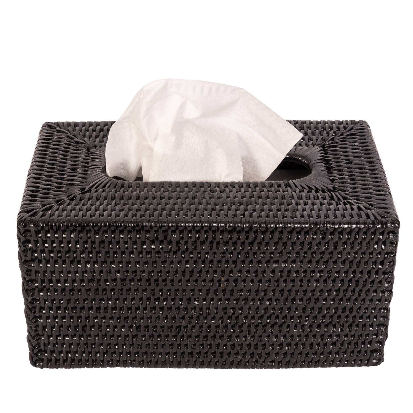 Rattan Rectangular Tissue Box Cover: Honey Brown