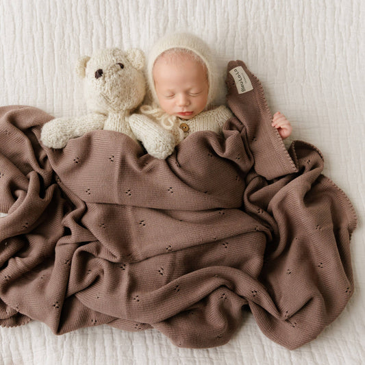 100% Organic Cotton Pointelle Swaddle Receiving Baby Blanket: Powder Blue