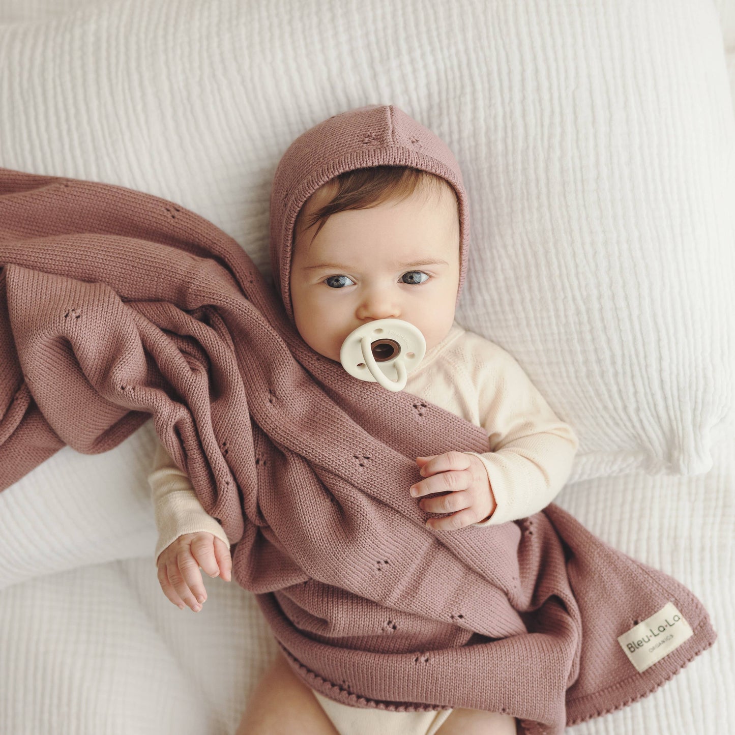 100% Organic Cotton Pointelle Swaddle Receiving Baby Blanket: Milk Chocolate