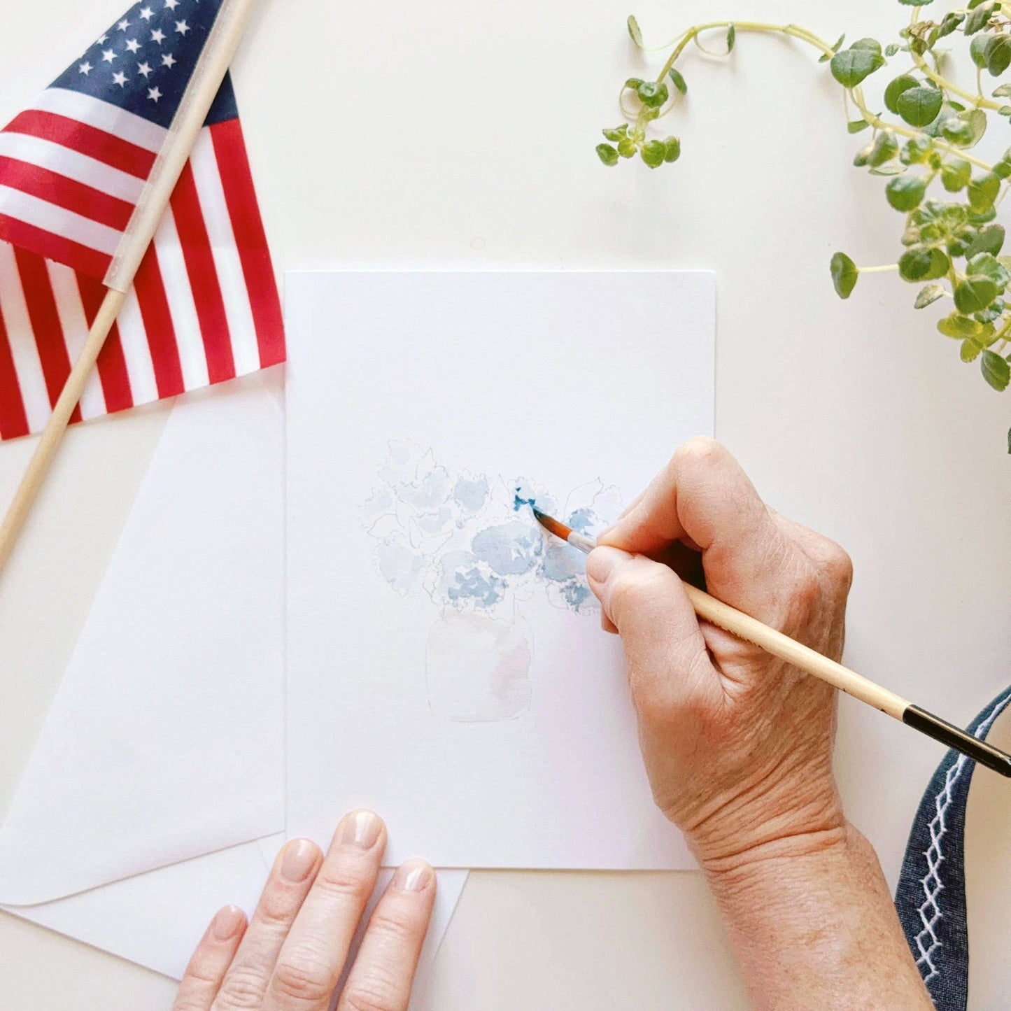 Set of 8 Paintable Notecards - Americana Paintable