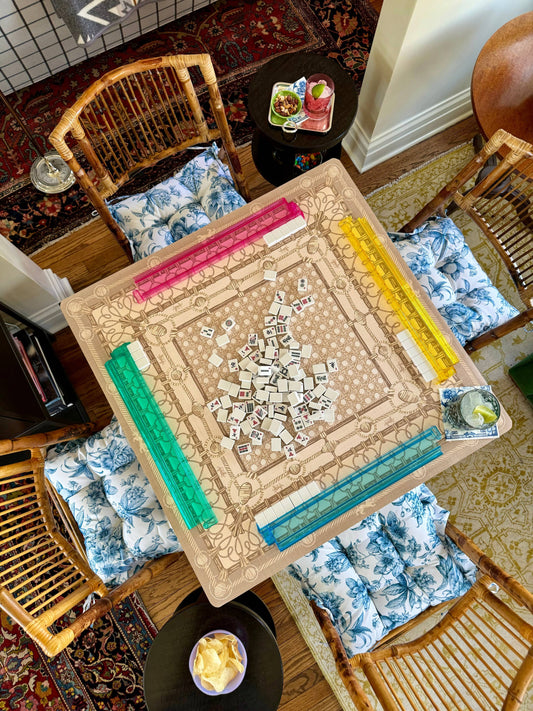 Mahjong Gaming Mat - Chinioserie Bleu