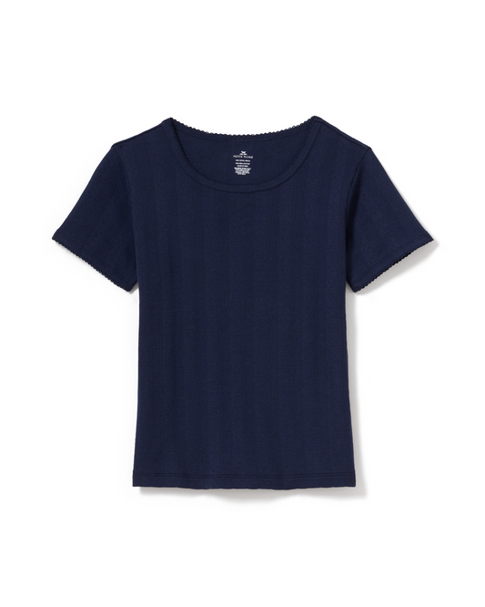 Pointelle T-Shirt - Navy
