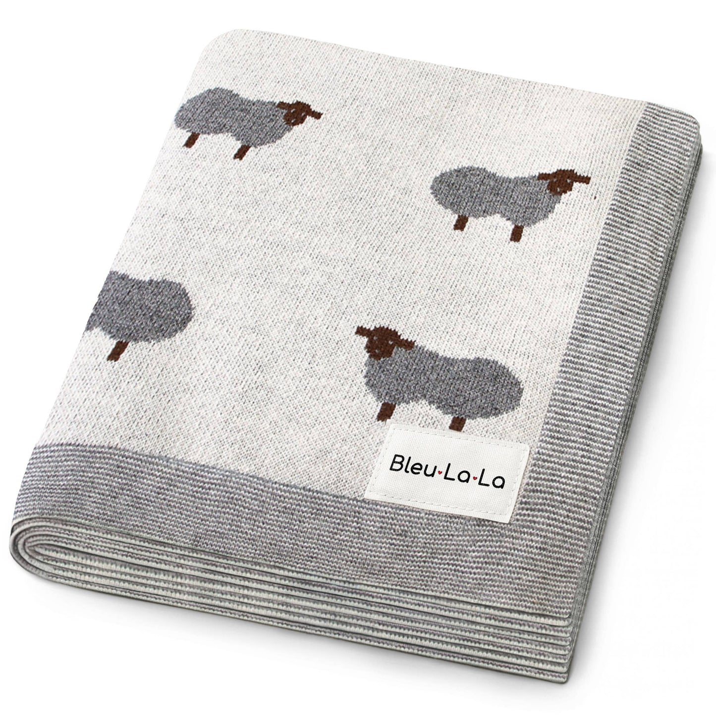 100% Luxury Cotton Receiving Swaddle Baby Blanket - Sheep - Taupe