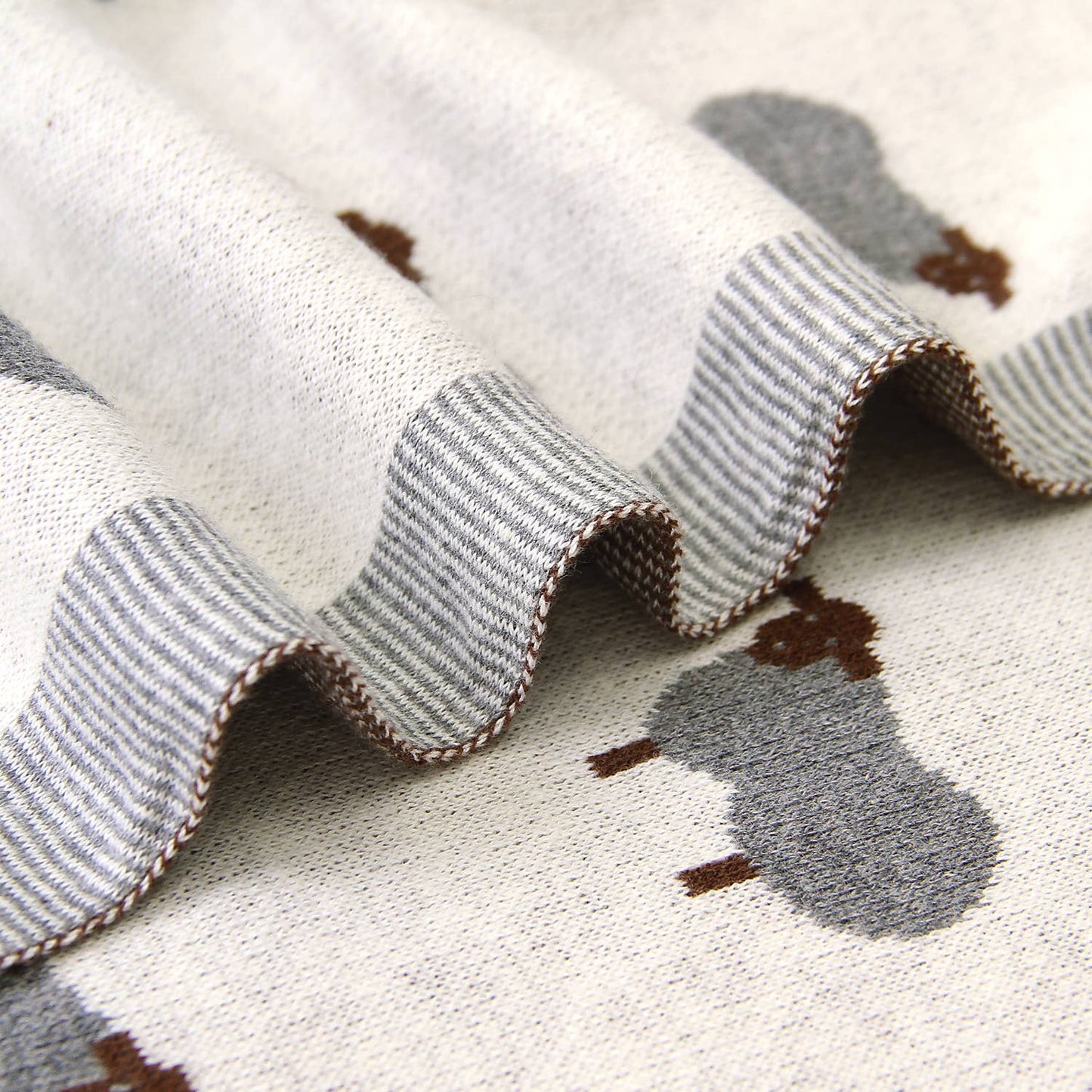 100% Luxury Cotton Receiving Swaddle Baby Blanket - Sheep: Grey