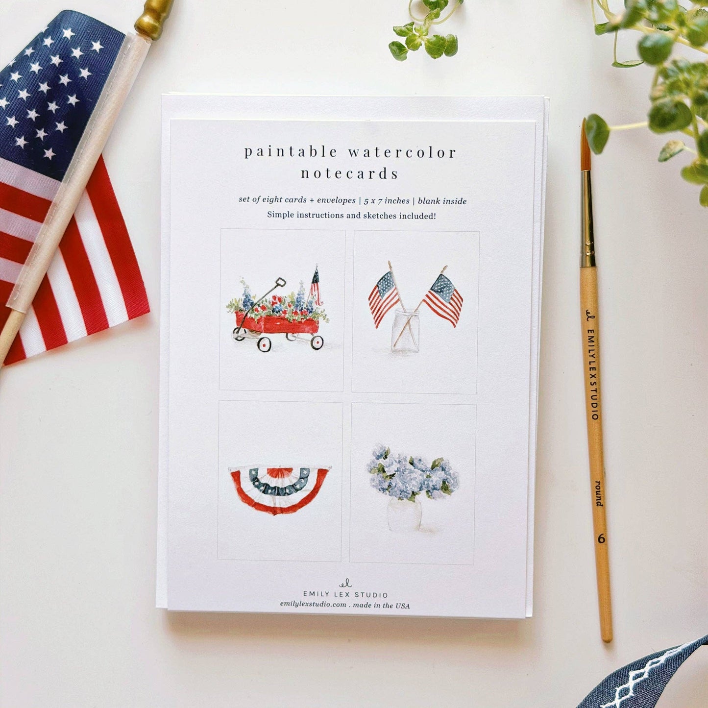 Set of 8 Paintable Notecards - Americana Paintable