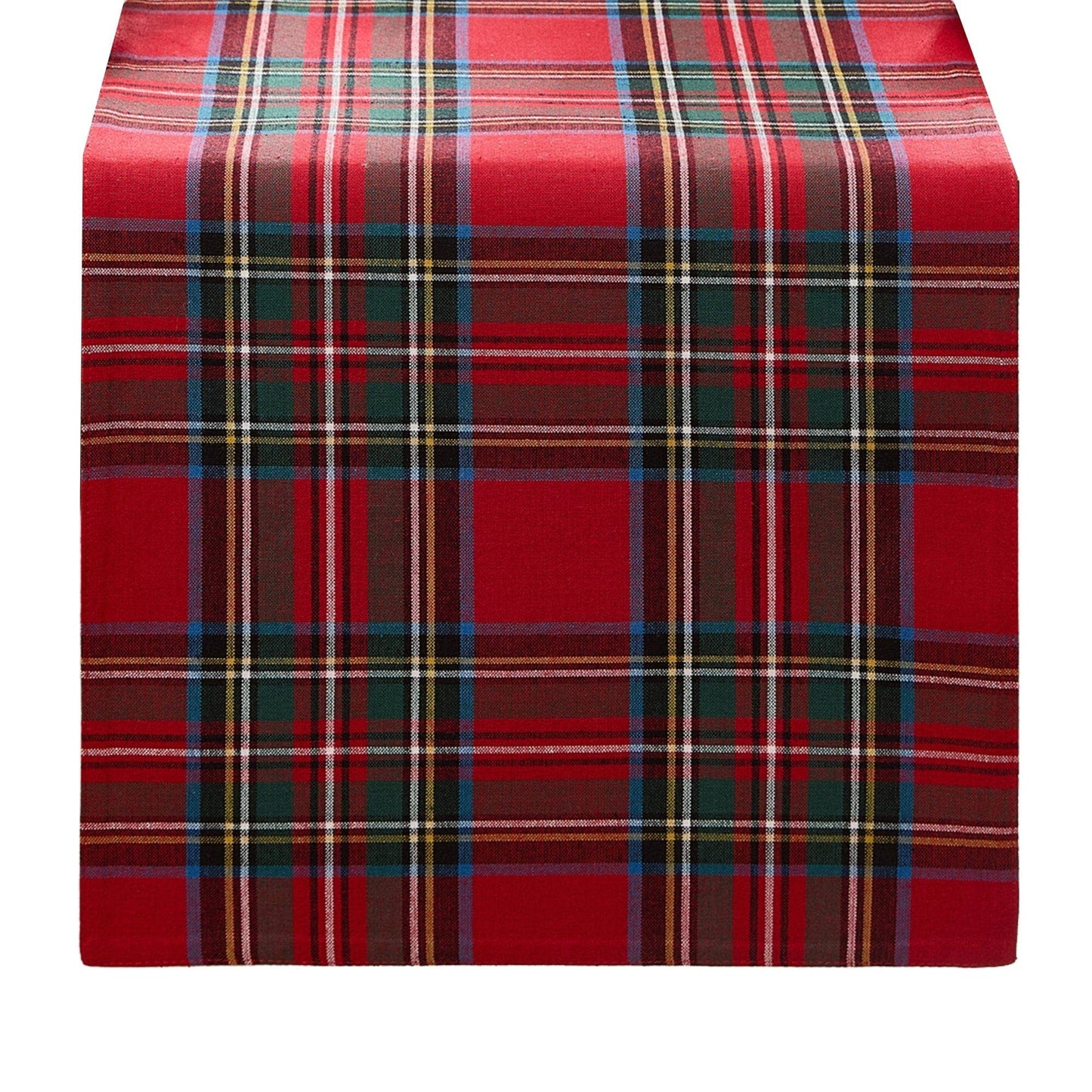 Stowe Tartan Holiday Plaid Cotton Christmas Table Runner - Red