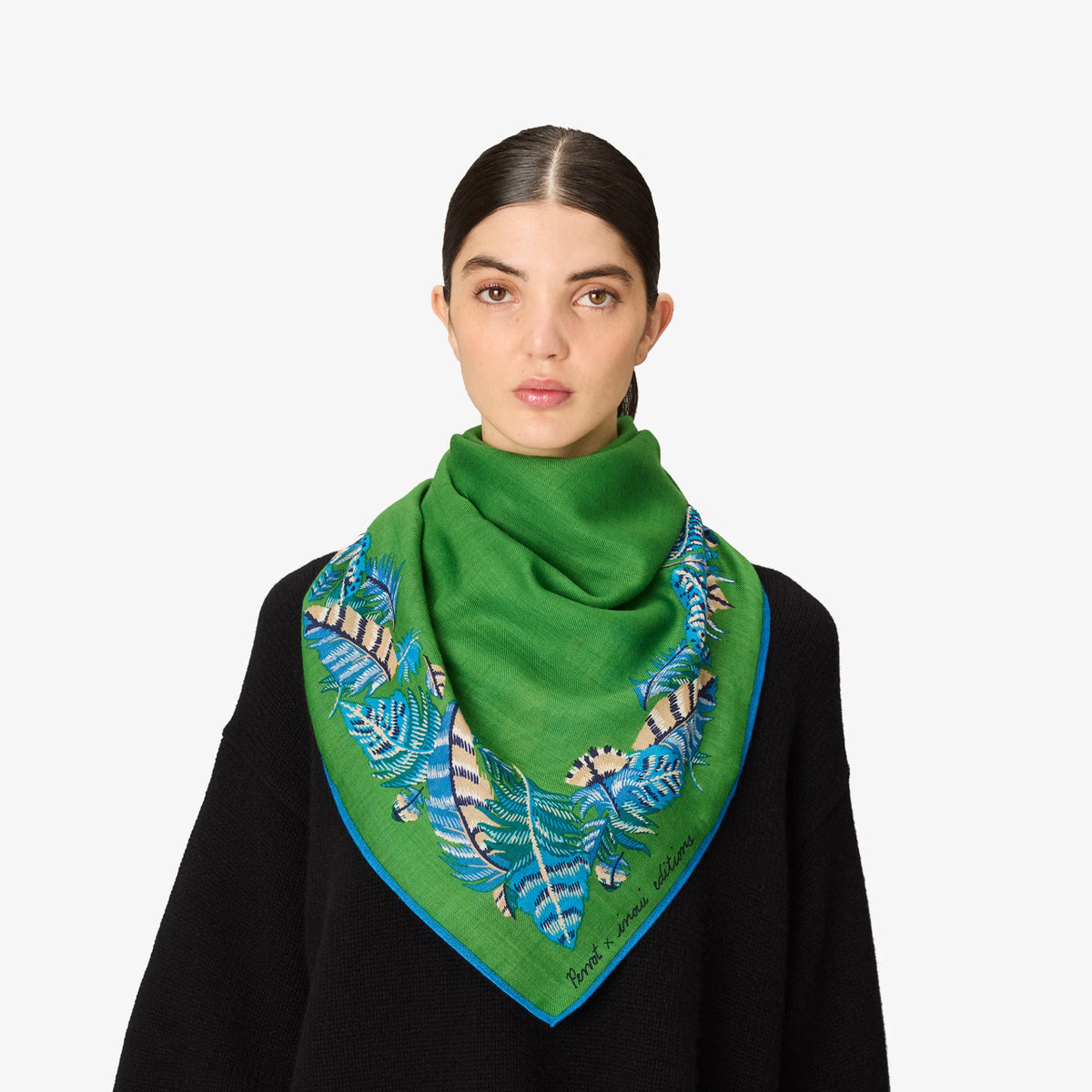 Square Scarf 100 - Plumes Green