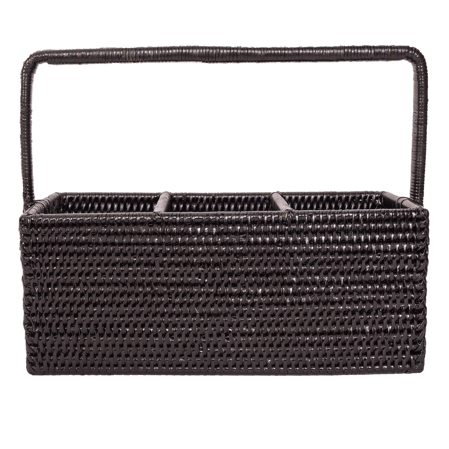 Rattan 3 Section Caddy/Cutlery Holder: Honey Brown