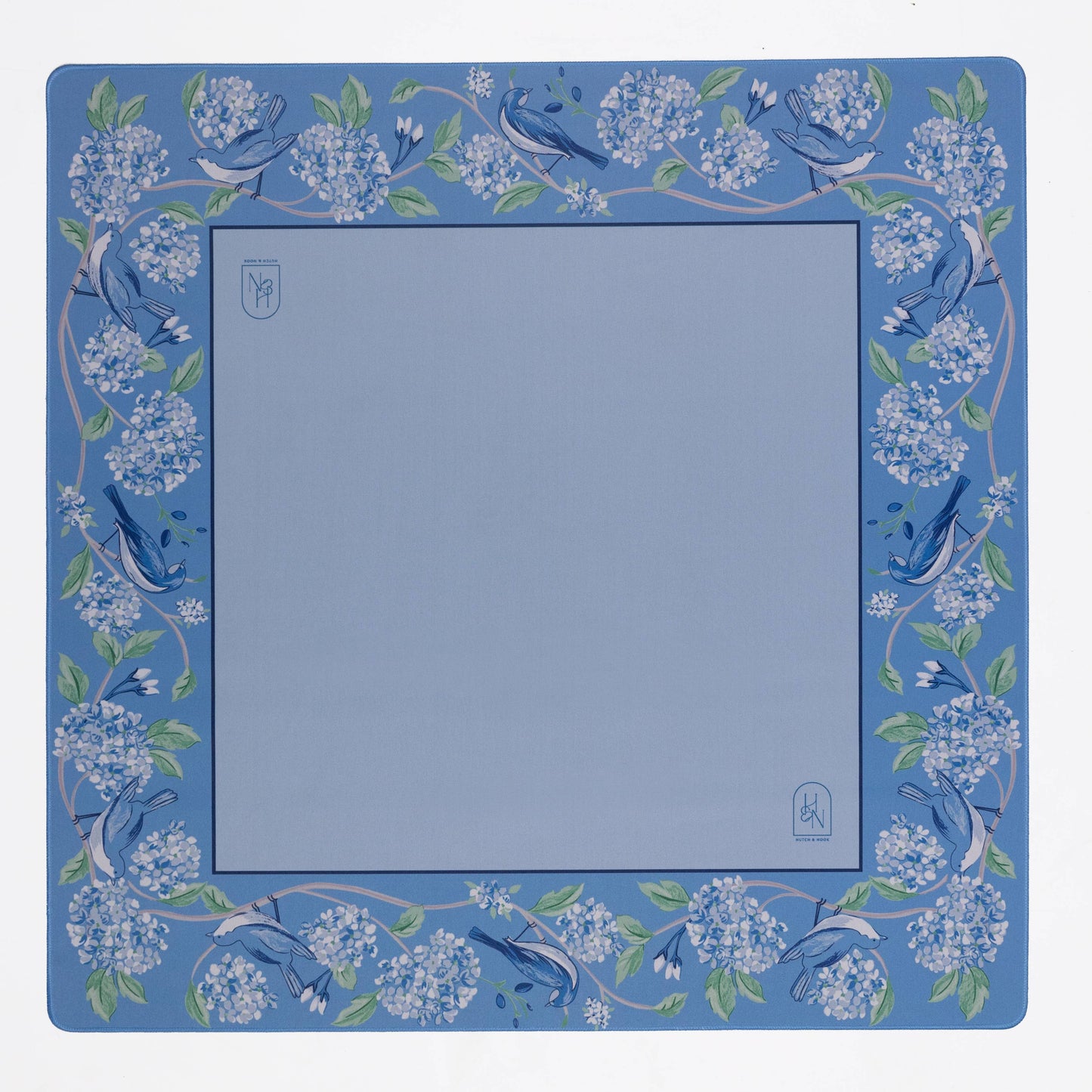 Mahjong Table Mat - Blue Hydrangea Bird