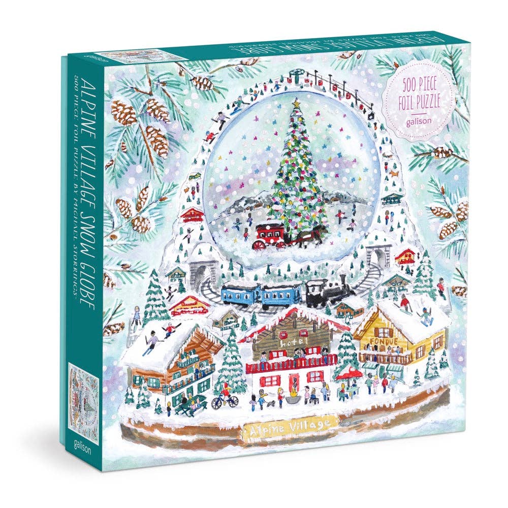 500 Piece Foil Puzzle - Michael Storrings Alpine Village Snowglobe