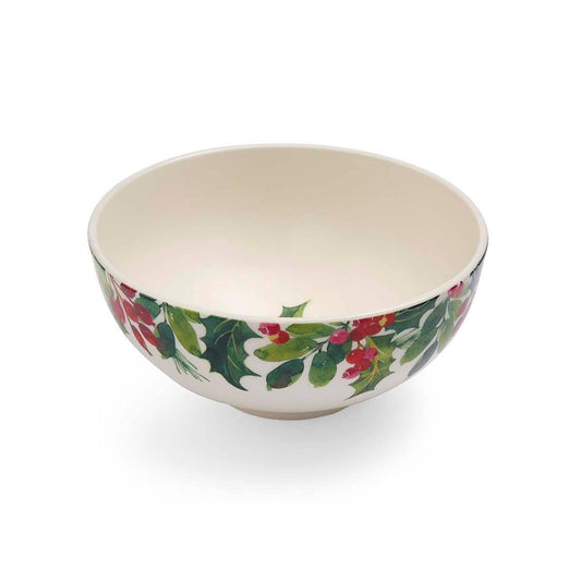 6.4" Botanic Garden Christmas Holly Rimless Bowl - Holly