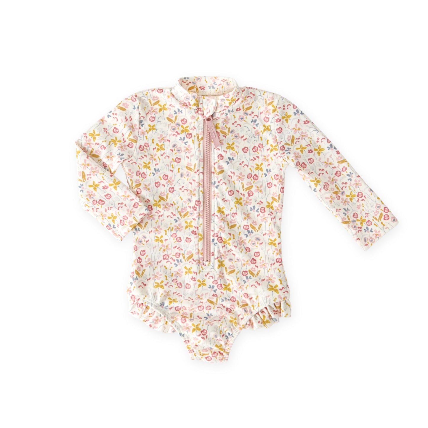 Swimsuit Long Sleeve One-Piece - Hip Ruffle - Floret