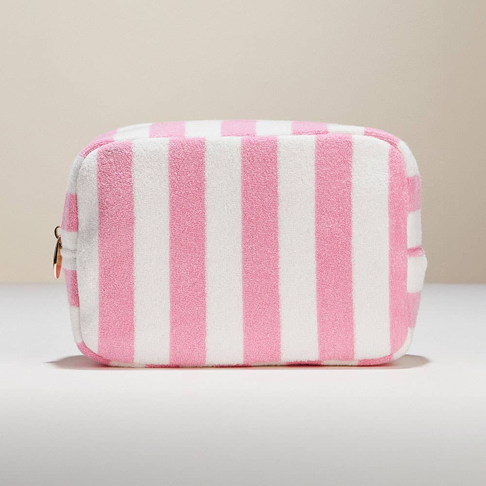Striped Pattern Cosmetic Pouch Bag: Pink