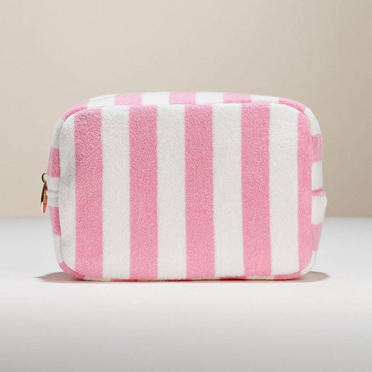 Striped Pattern Cosmetic Pouch Bag: Pink