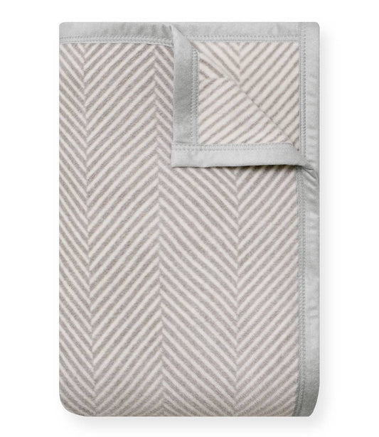 Harborview Herringbone Light Grey Blanket: Midi